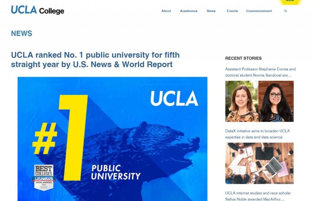 UCLAは全米公立ランキングで1位