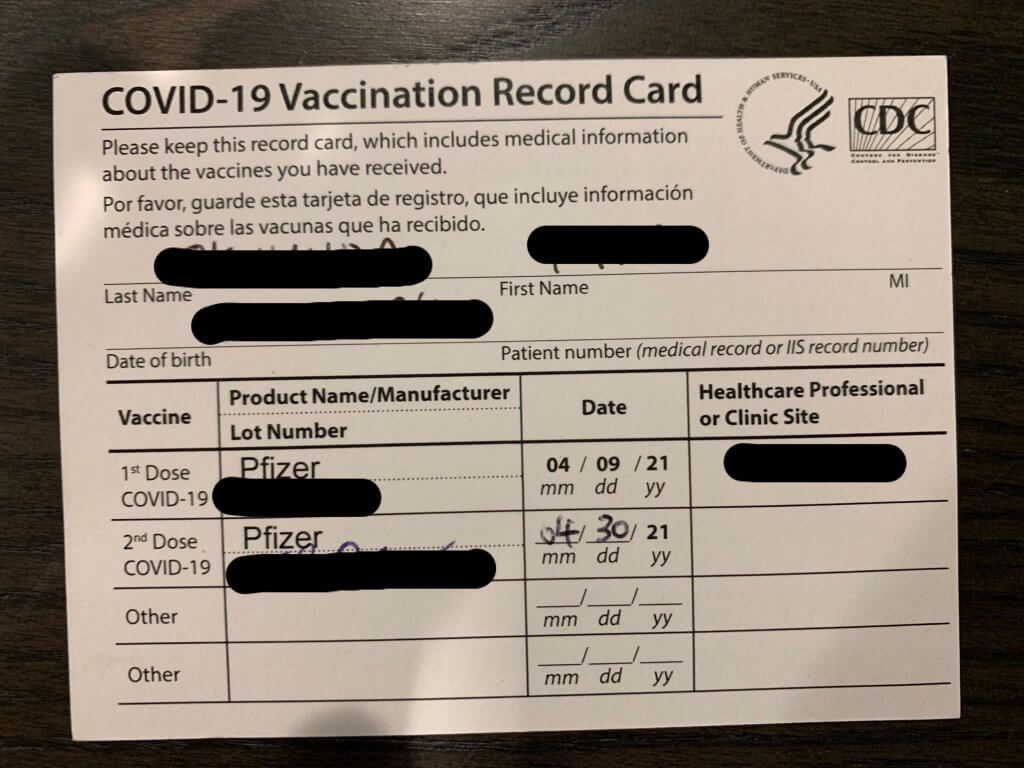 ワクチン接種後にもらえるスリップ