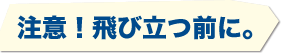 注意！飛び立つ前に